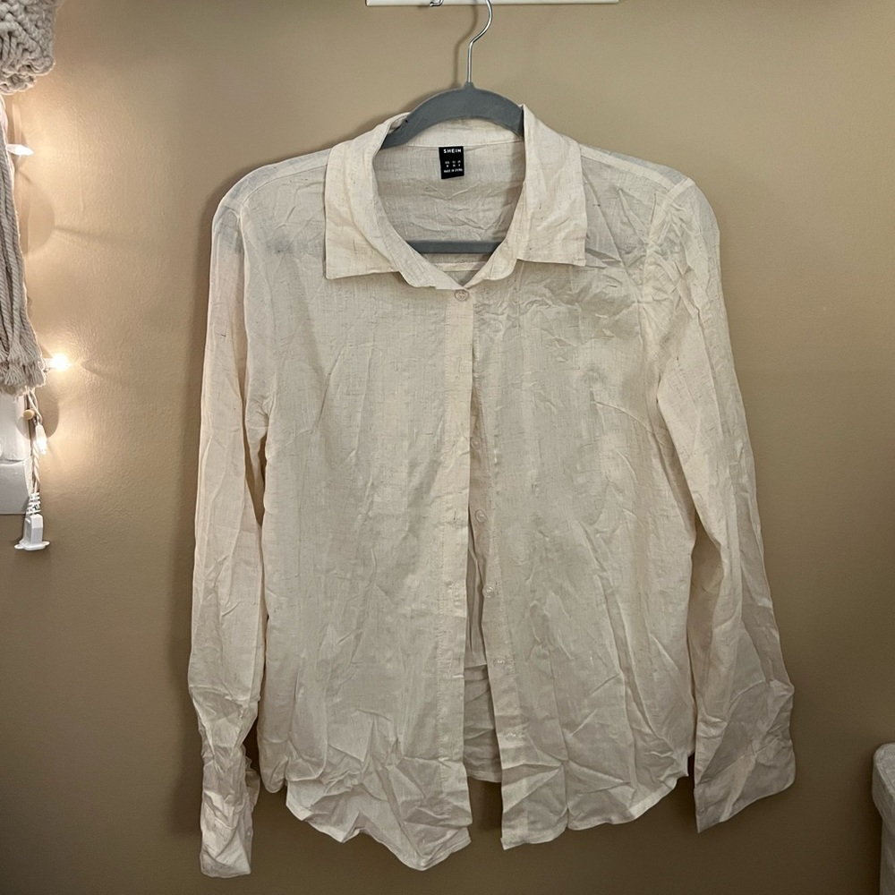 SHEIN sheer type button up shirt size M